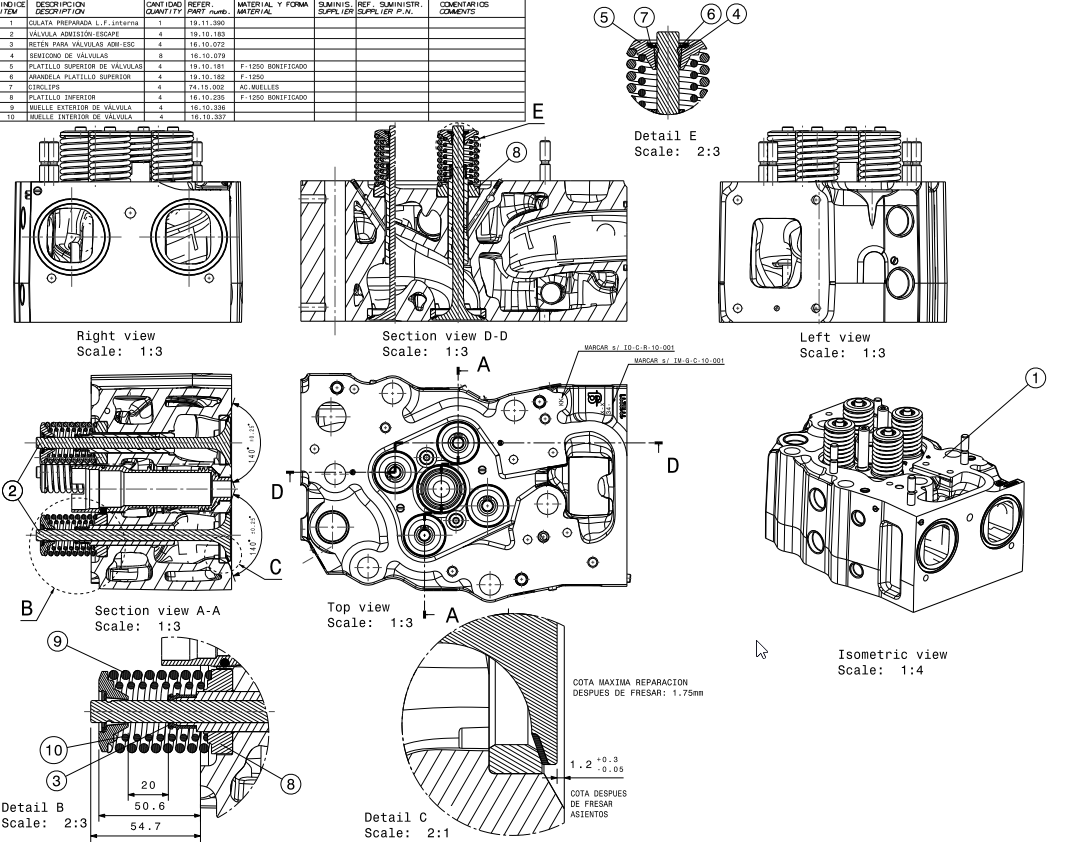 Guascor 1911400 forced lubricated cylinder head